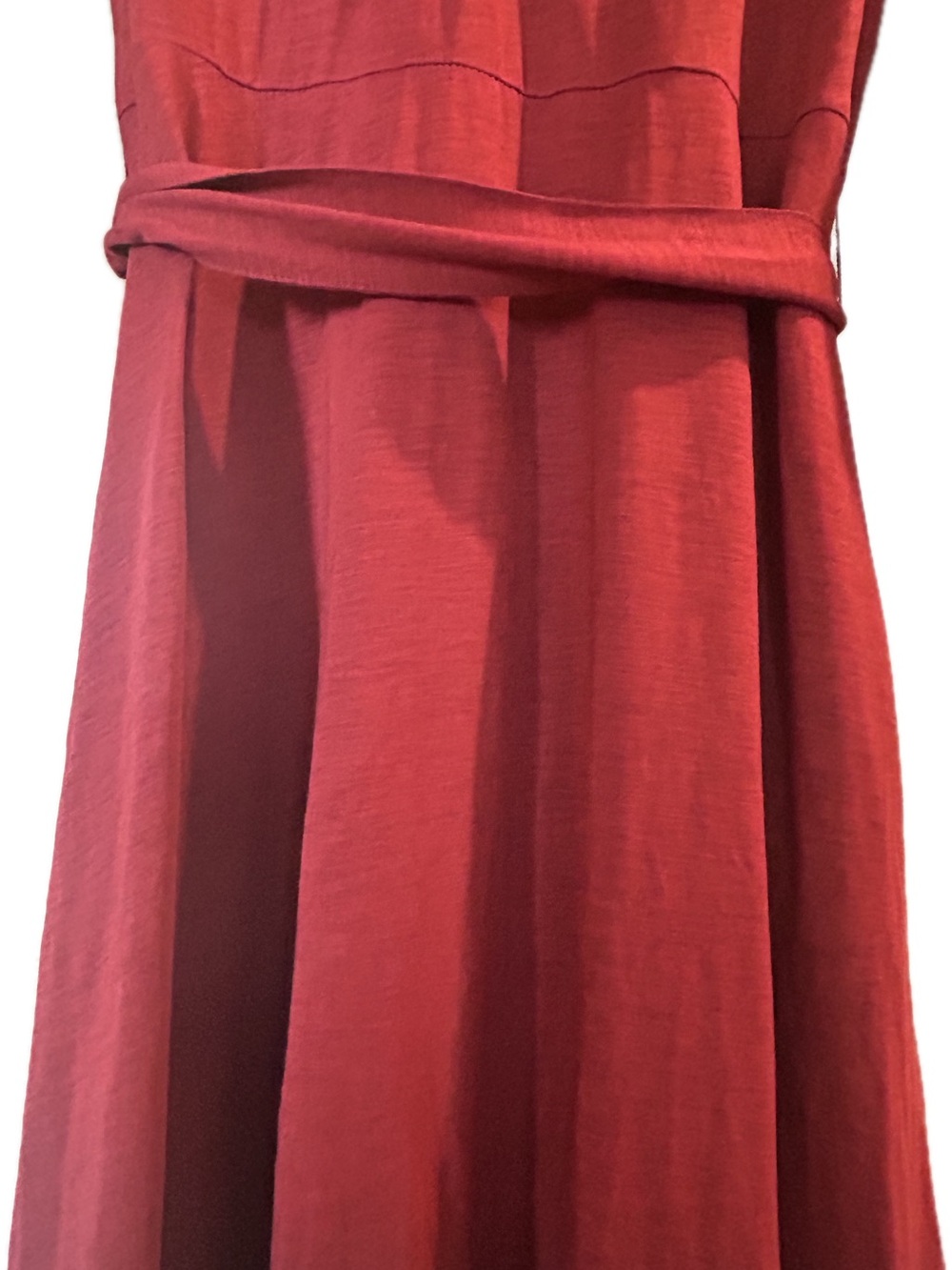 Boden Eden Broderie Jersey Dress—Burgundy Eyelet Detail Midi with Belt, NWOT - Picture 8 of 10